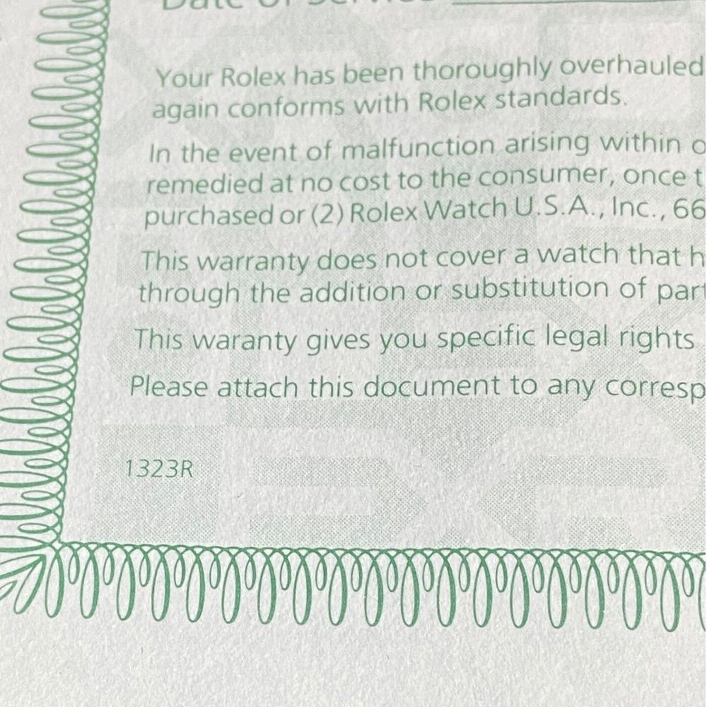 Vintage 1992 Rolex Service Warranty Paper Reference O-62585‎ Serial 3126713 - Picture 5 of 8